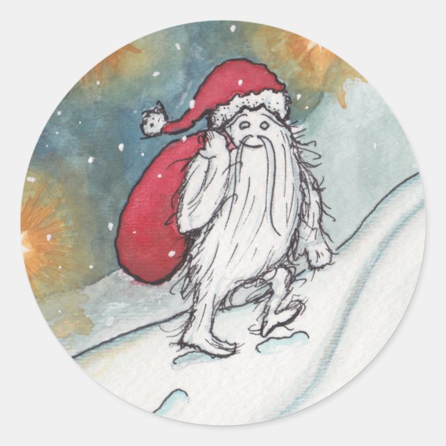 Yeti Santa Classic Round Sticker (Front)