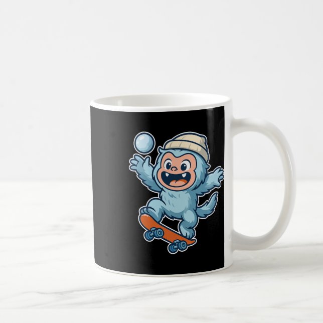 Yeti Snowll Skateboard Fun  Coffee Mug (Right)