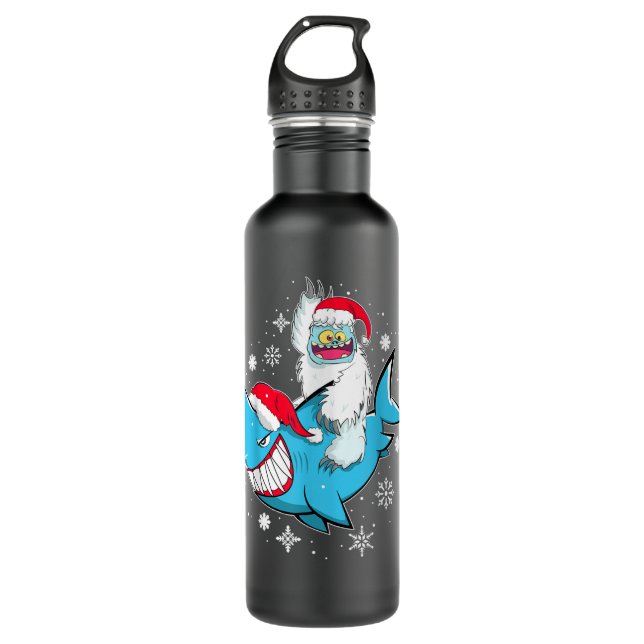 Yeti To Party Shark Santa Hat Christmas Pajama Xma 710 Ml Water Bottle (Front)