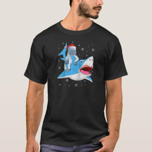 Yeti To Party Shark Xmas Santa Shark Christmas Rag T-Shirt