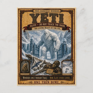 Yeti, Vintage Circus Monster Postcard