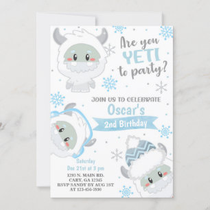 Yeti winter boy birthday invite, Yeti invitation. Invitation