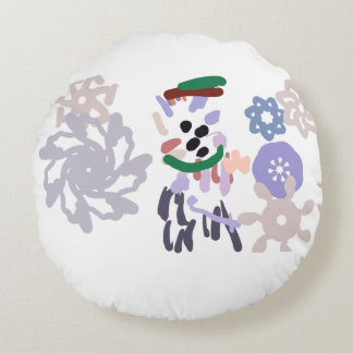 Yeti winter fun round pillow