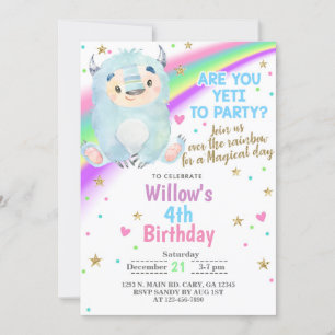 Yeti winter girl birthday invite, Yeti invitation. Invitation