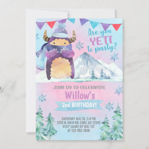 Yeti winter girl birthday invite, Yeti invitation. Invitation