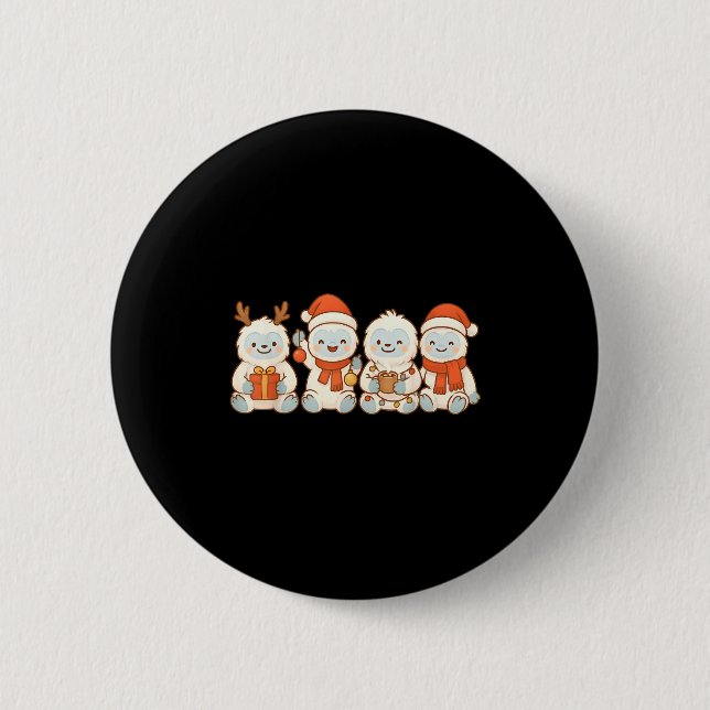 Yetis Kids Boys Girls Christmas Yetis  2 Inch Round Button (Front)