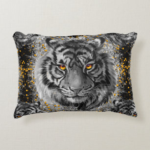 Yeux de tigre - Dessin de tigre coloré - Coussin d