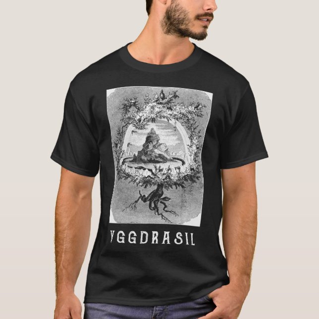 Yggdrasil Ash Tree Edda Valhalla Norse Cosmology T-Shirt (Front)