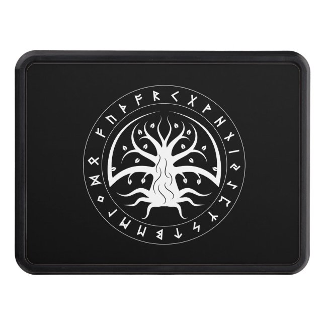 Yggdrasil Circle Runes Trailer Hitch Cover (Front)