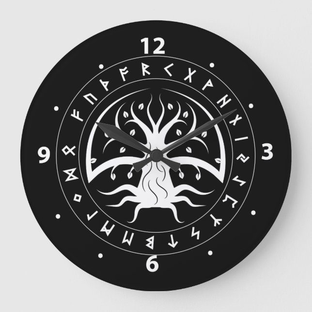 Yggdrasil Circle Runes Wall Clocks (Front)