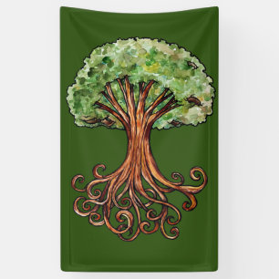 Yggdrasil Tree Norse Mythology Watercolor Banner