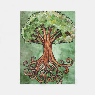 Yggdrasil Tree Norse Mythology Watercolor Fleece Blanket