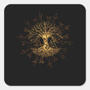 Yggdrasil World Ash Tree Of Life Pagan Square Sticker