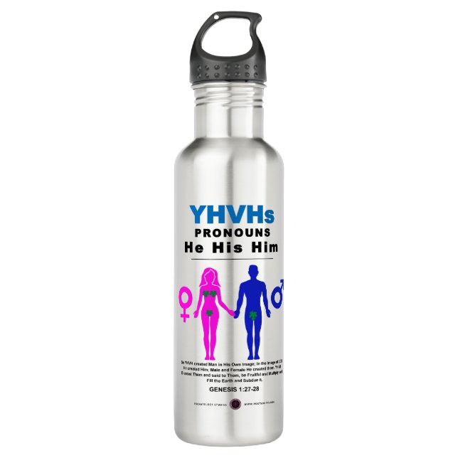YHVH's Pronouns 710 Ml Water Bottle (Front)