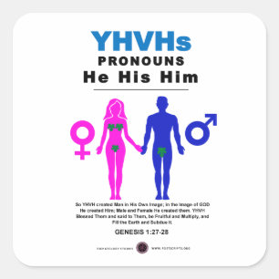 YHVH's Pronouns Square Sticker