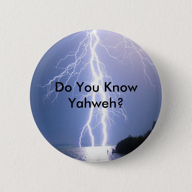 YHWH Lightning 2 Inch Round Button (Front)