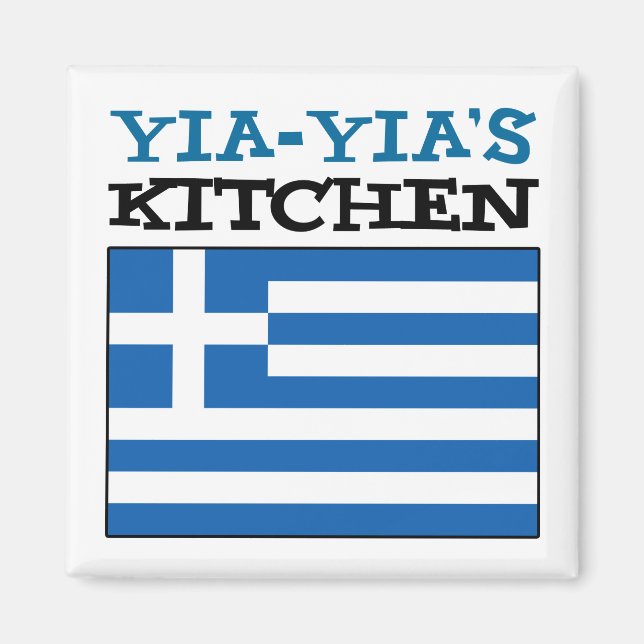 Yia-Yia's Kitchen With Flag Of Greece Magnet (Front)