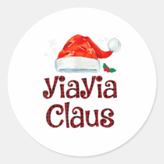 Yiayia Claus Tee Christmas Pajama Fam Classic Round Sticker