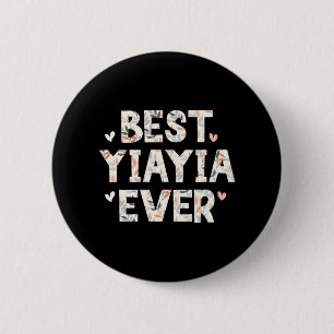 Yiayia Ever Floral Family Love Hearts Yia-yia  2 Inch Round Button