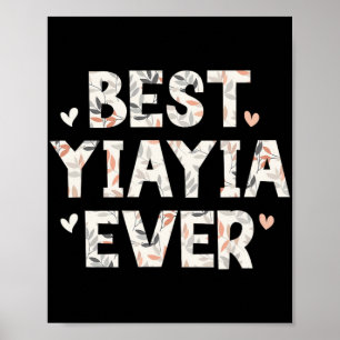 Yiayia Ever Floral Family Love Hearts Yia-yia Poster