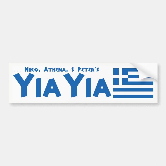 YIAYIA Greek Flag Bumper Sticker (Personalized) (Front)