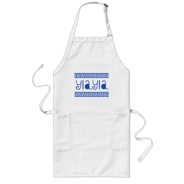 YIAYIA GREEK KEY LONG APRON (Front)