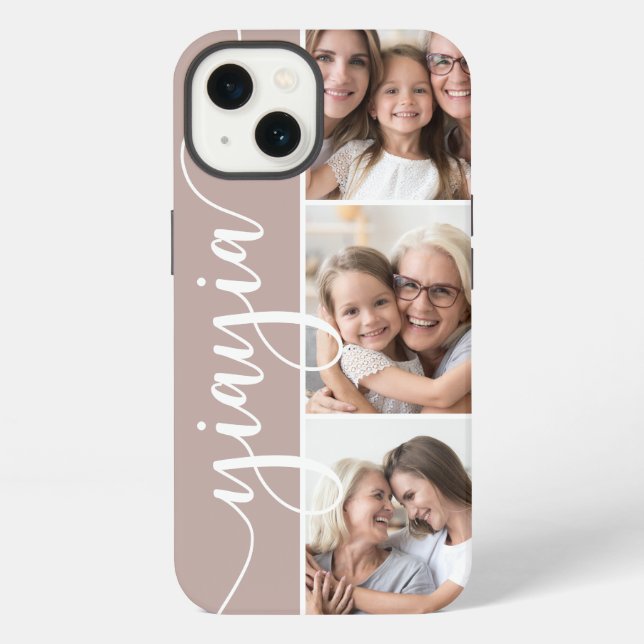 Yiayia Script Grandma Photo iPhone Case (Back)