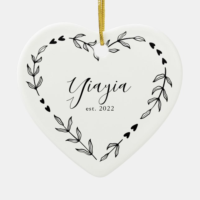 Yiayia Year Est. Christmas Ceramic Ornament (Front)
