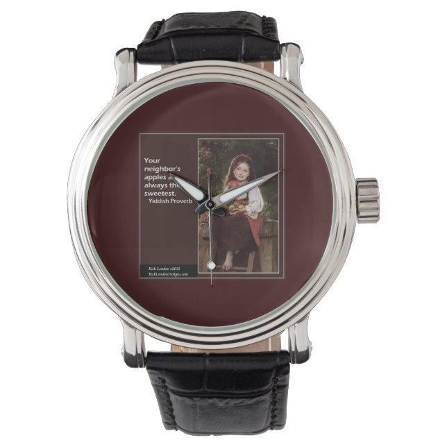 Yiddish Saying & Graphic Painting on Unisex Watch (Front)