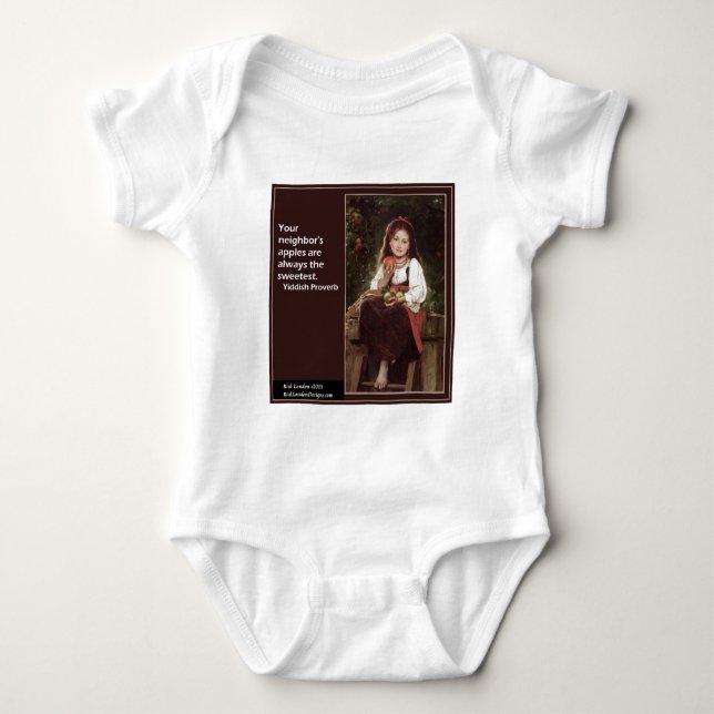 Yiddish Saying Regarding Apples & Graphic Baby Bodysuit (Front)