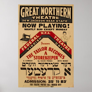 Yiddish Theatre Tailor 1938 WPA Vintage Poster
