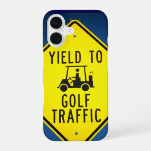 Yield to Golf Traffic Golf Cart Sign iPhone 16 Case