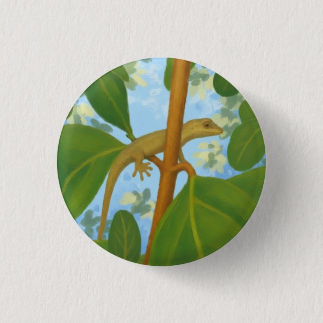 Yikes! Gecko painting 1 Inch Round Button (Front)