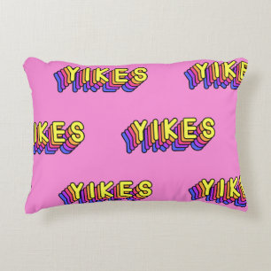 Yikes Words: Pink Vintage Wallpaper. Accent Pillow