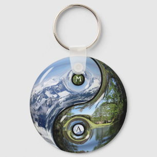 Yin And Yang As Planet Earth With Your Monogram Keychain