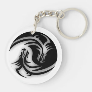 Yin and Yang Asian Dragons Keychain