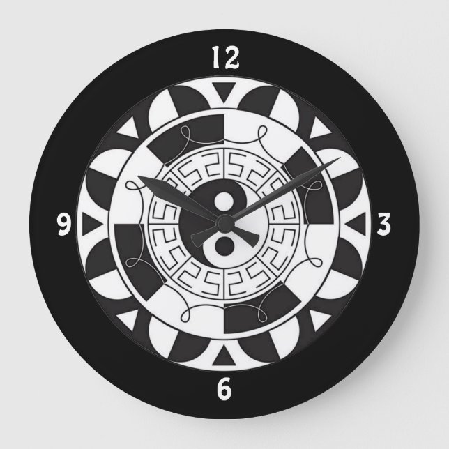 Yin and Yang Asian Symbol Wall Clock (Front)