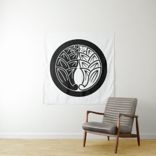 Yin and yang Embracing japanese gingers in circle Tapestry