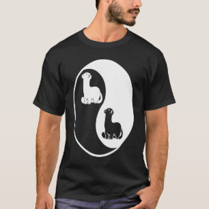 Yin and Yang ferrets on black background T-Shirt