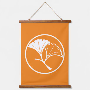 Yin and yang ginkgo leaves in threadlike ring hanging tapestry