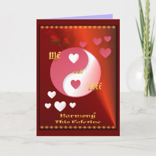 Yin and Yang in Valentine Hot Pink Card