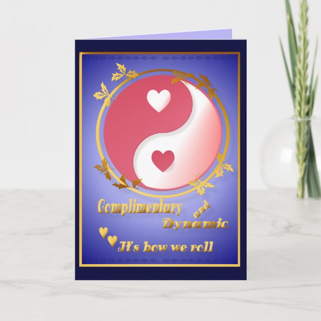 Yin and Yang in Valentine Hot Pink-Card Holiday Card (Front)