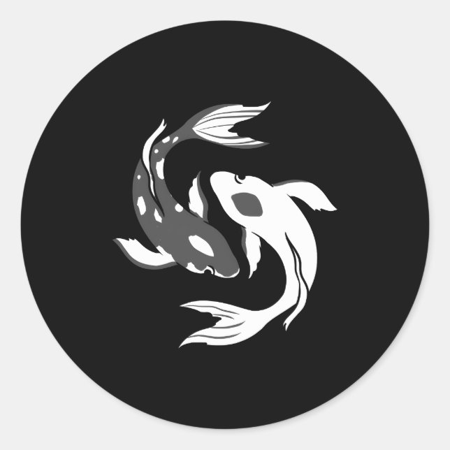 Yin And Yang Koi Fish Classic Round Sticker (Front)