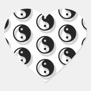 Yin And Yang Pattern Heart Sticker