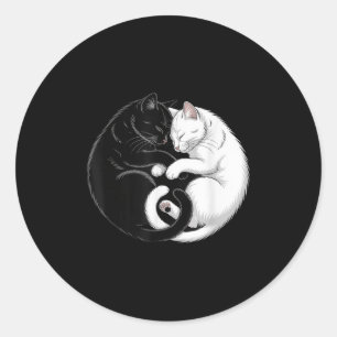 Yin And Yang Pet Cat Black White Cats Classic Round Sticker