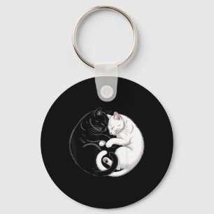 Yin And Yang Pet Cat Black White Cats Keychain
