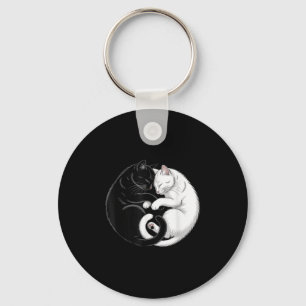 Yin And Yang Pet Cat Black White Cats  Keychain