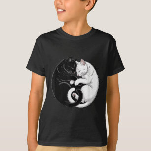 Yin And Yang Pet Cat Black White Cats  T-Shirt