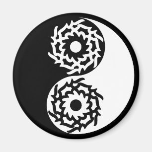 Yin and yang sign in black and white magnet