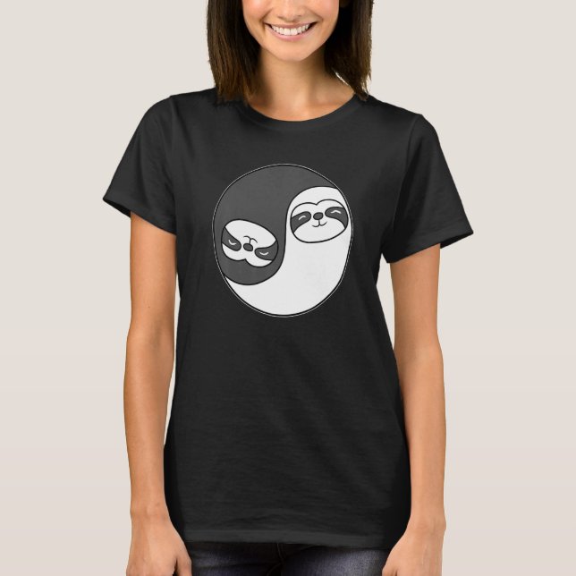 Yin and Yang Sloth Predator Meditation Acro Hatha  T-Shirt (Front)